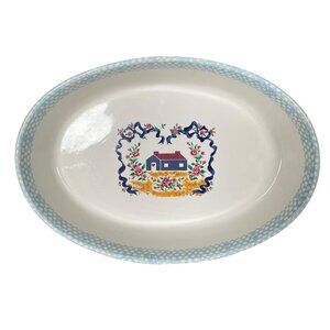 2 Teamson 1995 pottery vintage light blue and white stoneware casserole dishes